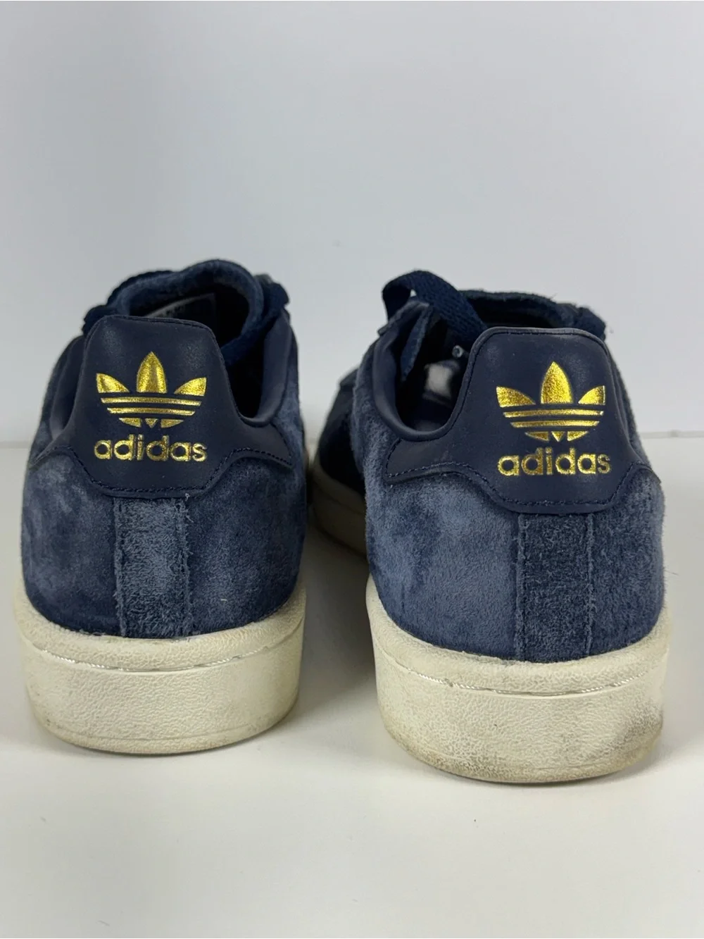 adidas Navy Suede Low-Top Sneakers with Gold Accents